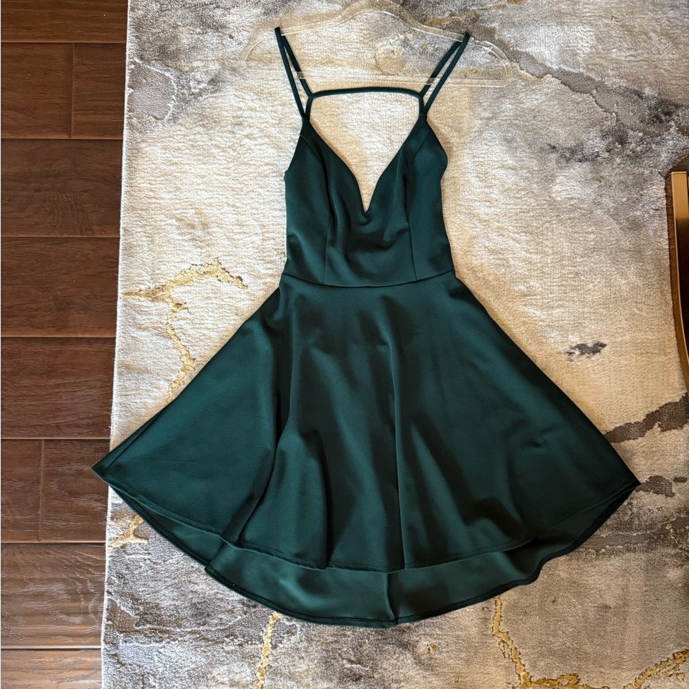 Lulu's Deep Green Backless Dress